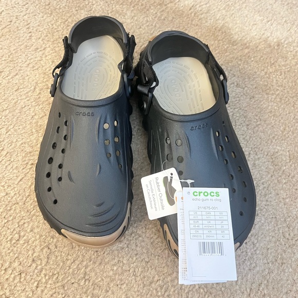 CROCS Black and Tan Sole Clogs - Picture 3 of 5